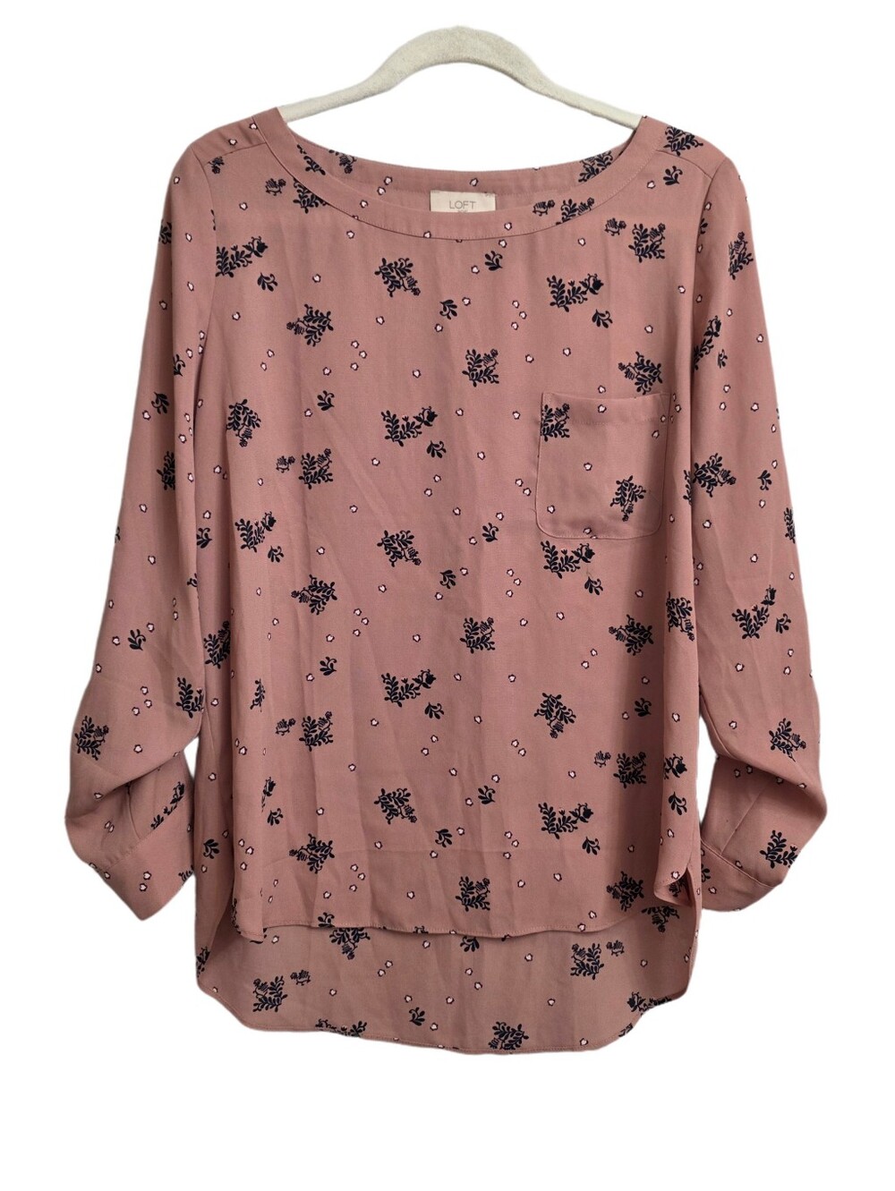 Loft Outlet Mauve Floral Pocket Blouse Size Small
